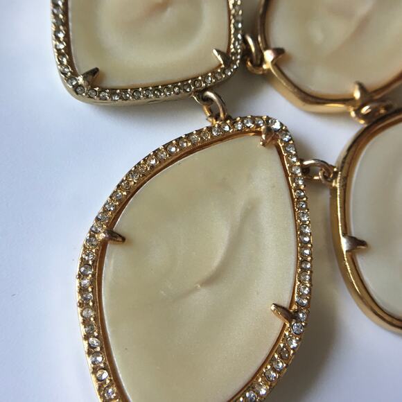 Stella & Dot Fiona Bib Necklace - gold tone, rhinestone, pearlescent - Picture 10 of 14